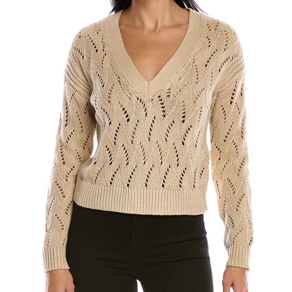Bailey 44 Beige Ophelia V-neck Distressed Sweater In Sand In Beige